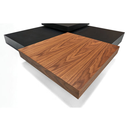 39 Inch Coffee Table, Adjustable Top, Hidden Storage, Walnut, Black Wood