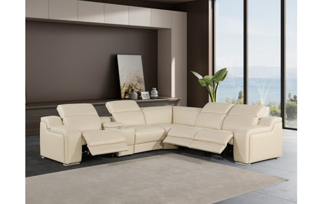 DivanItalia 1116 6-Piece  3-Power Reclining Italian Leather Sectional in BEIGE