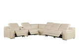 DivanItalia 1116 7-Piece  4-Power Reclining Italian Leather Sectional in BEIGE