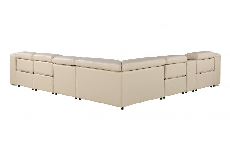 DivanItalia 1116 7-Piece  4-Power Reclining Italian Leather Sectional in BEIGE