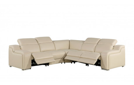 DivanItalia 1116 5-Piece  3-Power Reclining Italian Leather Sectional in BEIGE