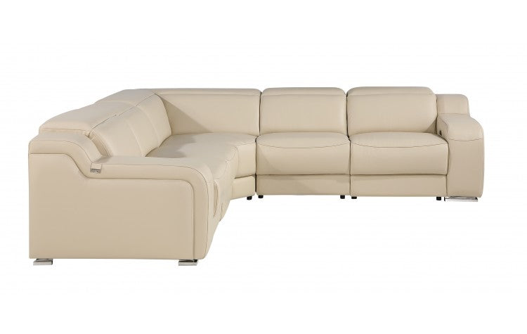 DivanItalia 1116 5-Piece  3-Power Reclining Italian Leather Sectional in BEIGE