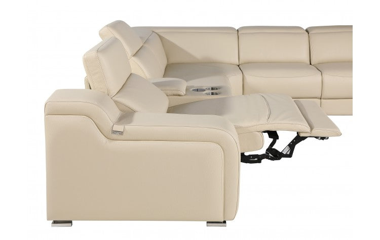 DivanItalia 1116 5-Piece  3-Power Reclining Italian Leather Sectional in BEIGE