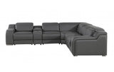 DivanItalia 1116 6-Piece  3-Power Reclining Italian Leather Sectional in DARK GREY