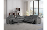 DivanItalia 1116 6-Piece  3-Power Reclining Italian Leather Sectional in DARK GREY