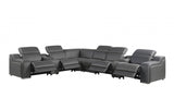 DivanItalia 1116  8-Piece  4-Power Reclining Italian Leather Sectional in DARK GREY