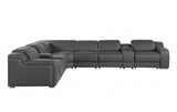 DivanItalia 1116  8-Piece  4-Power Reclining Italian Leather Sectional in DARK GREY