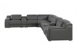 DivanItalia 1116  8-Piece  4-Power Reclining Italian Leather Sectional in DARK GREY