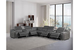 DivanItalia 1116  8-Piece  4-Power Reclining Italian Leather Sectional in DARK GREY