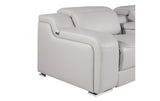 DivanItalia 1116 5-Piece 3-Power Reclining Italian Leather Sectional in LIGHT GREY