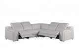 DivanItalia 1116 5-Piece 3-Power Reclining Italian Leather Sectional in LIGHT GREY