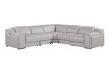 DivanItalia 1116 5-Piece 3-Power Reclining Italian Leather Sectional in LIGHT GREY