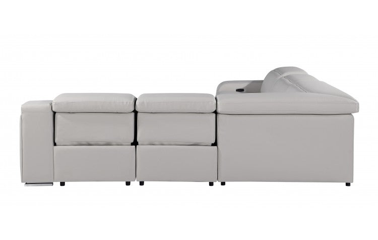 DivanItalia 1116 5-Piece 3-Power Reclining Italian Leather Sectional in LIGHT GREY