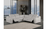 DivanItalia 1116 5-Piece 3-Power Reclining Italian Leather Sectional in LIGHT GREY