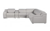 DivanItalia 1116 6-Piece  3-Power Reclining Italian Leather Sectional in LIGHT GREY