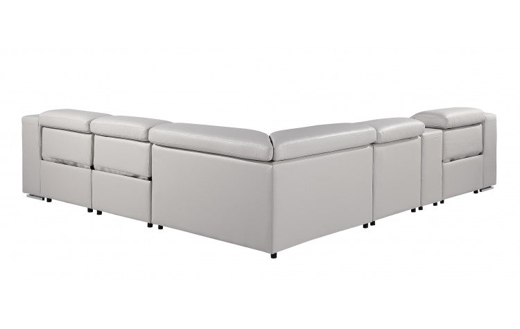 DivanItalia 1116 6-Piece  3-Power Reclining Italian Leather Sectional in LIGHT GREY