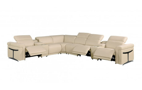 DivanItalia 1126 8-Piece 3-Power Reclining Italian Leather Sectional