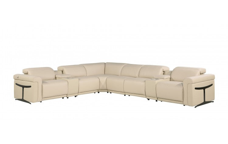 DivanItalia 1126 8-Piece 3-Power Reclining Italian Leather Sectional