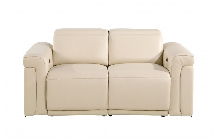 DivanItalia Top Grain Power Reclining Italian Leather Sofa + Love