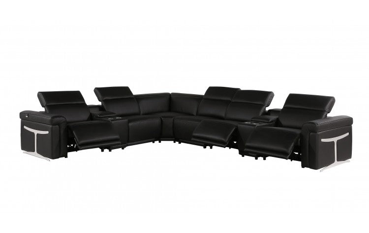 DivanItalia 1126 8-Piece 3-Power Reclining Italian Leather Sectional