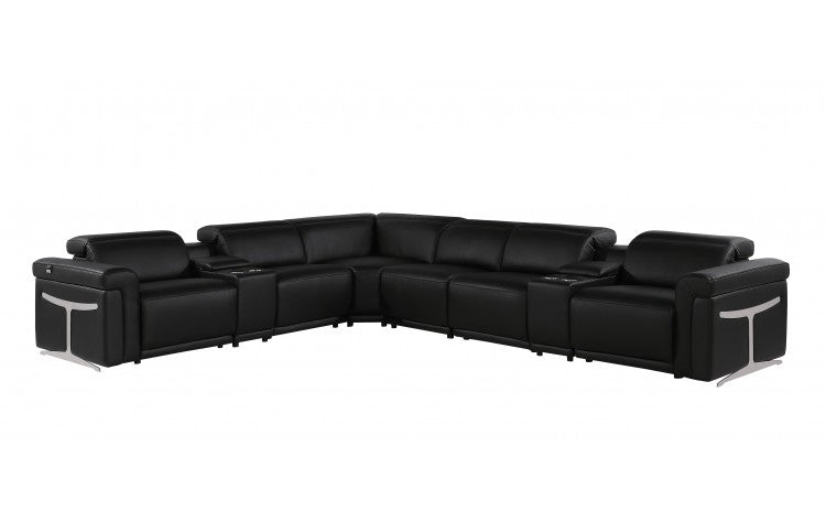 DivanItalia 1126 8-Piece 3-Power Reclining Italian Leather Sectional