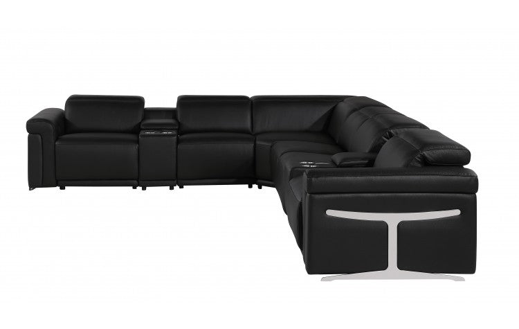 DivanItalia 1126 8-Piece 3-Power Reclining Italian Leather Sectional