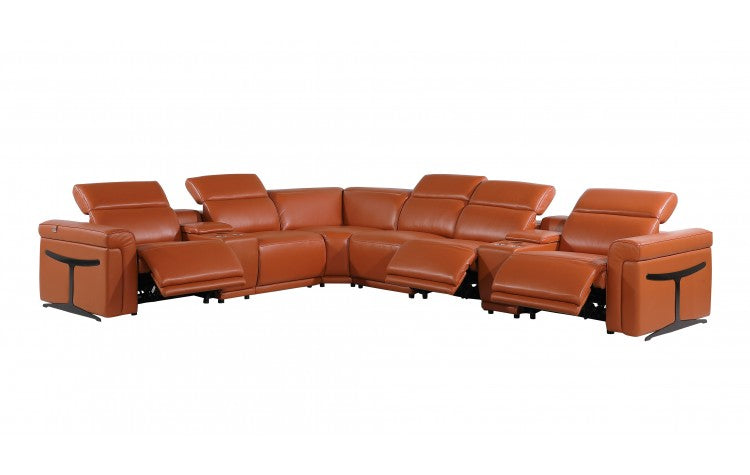 DivanItalia 1126 8-Piece 3-Power Reclining Italian Leather Sectional