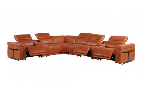 DivanItalia 1126 8-Piece 3-Power Reclining Italian Leather Sectional