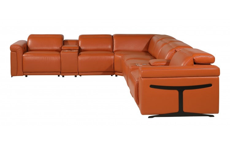 DivanItalia 1126 8-Piece 3-Power Reclining Italian Leather Sectional