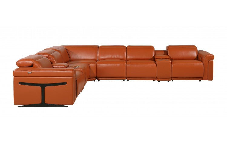 DivanItalia 1126 8-Piece 3-Power Reclining Italian Leather Sectional