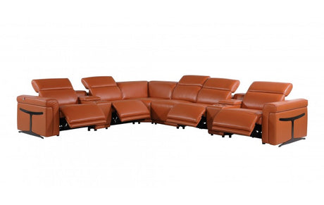 DivanItalia 1126 8-Piece  4-Power Reclining Italian Leather Sectional