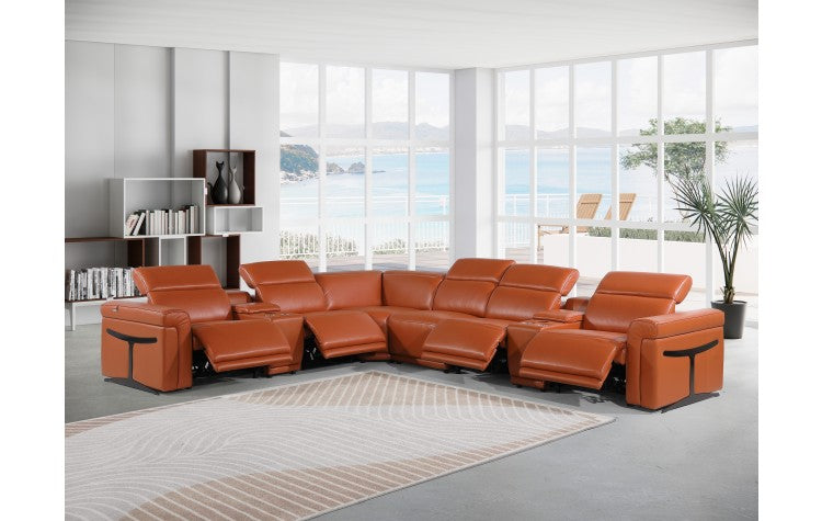 DivanItalia 1126 8-Piece  4-Power Reclining Italian Leather Sectional