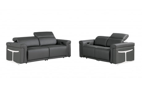 DivanItalia Top Grain Power Reclining Italian Leather Sofa + Love