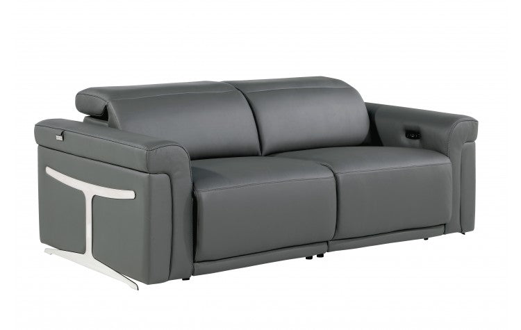 DivanItalia Top Grain Power Reclining Italian Leather Sofa + Love