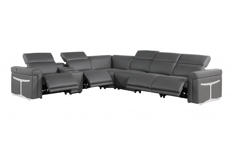 DivanItalia 1126 7-Piece 4-Power Reclining Italian Leather Sectional