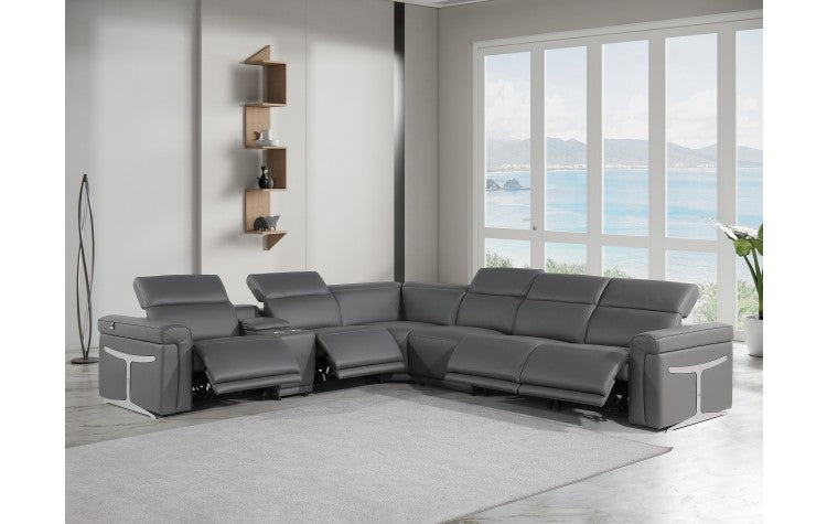 DivanItalia 1126 7-Piece 4-Power Reclining Italian Leather Sectional