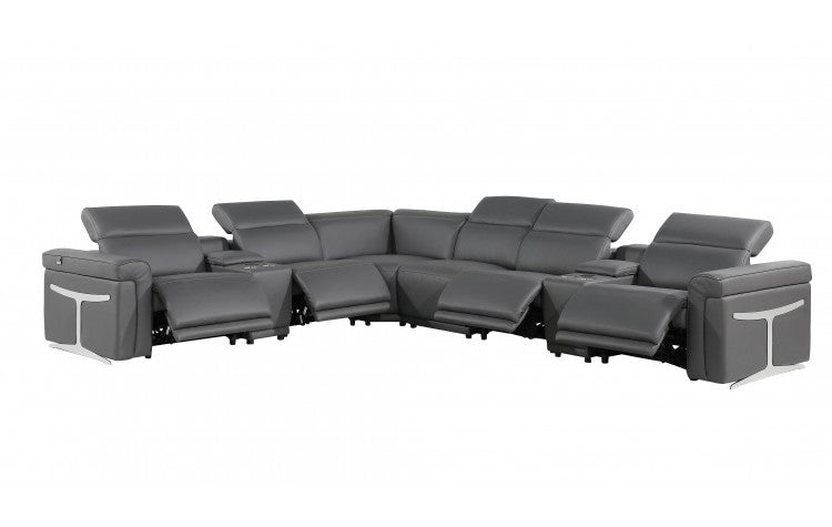 DivanItalia 1126 8-Piece  4-Power Reclining Italian Leather Sectional