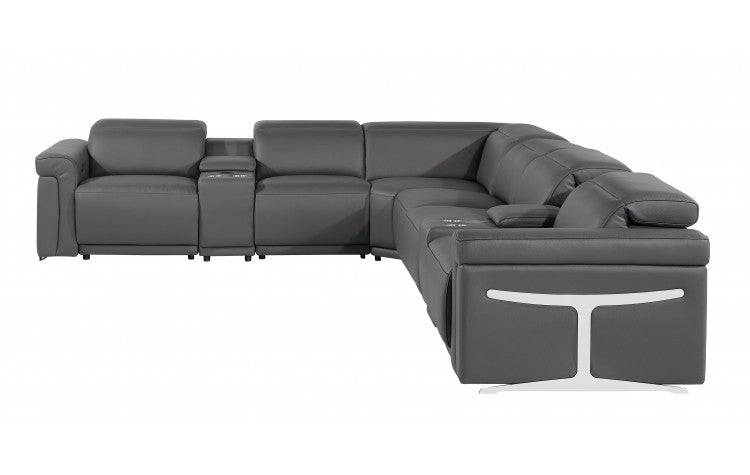 DivanItalia 1126 8-Piece  4-Power Reclining Italian Leather Sectional