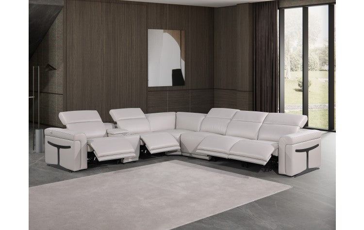 DivanItalia 1126 7-Piece 4-Power Reclining Italian Leather Sectional