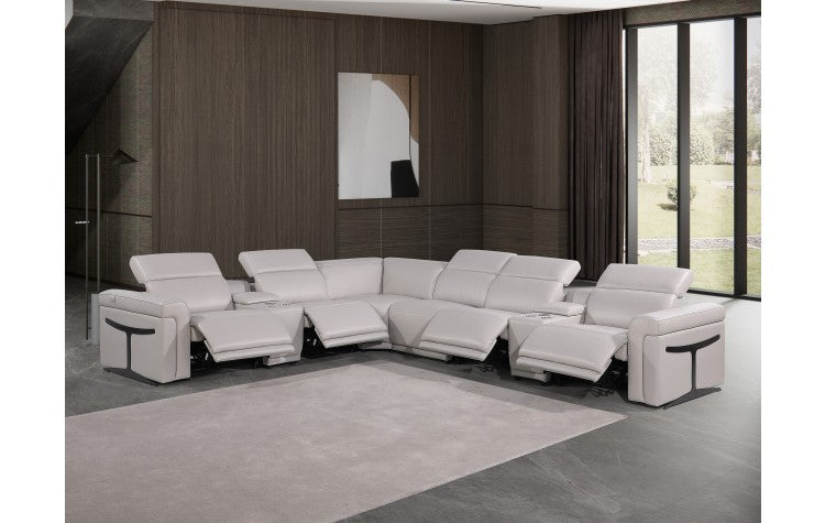 DivanItalia 1126 8-Piece  4-Power Reclining Italian Leather Sectional