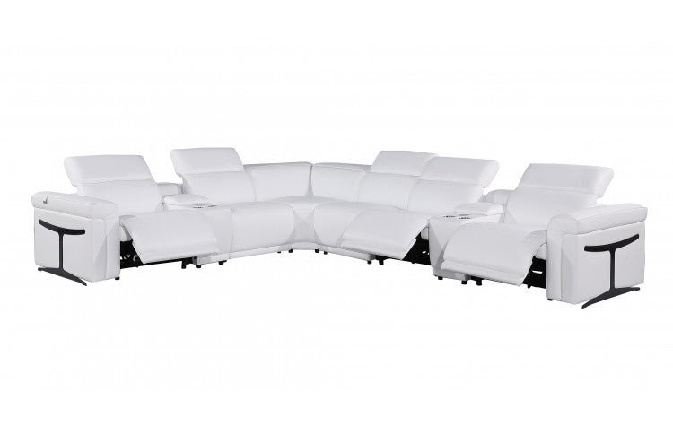 DivanItalia 1126 8-Piece 3-Power Reclining Italian Leather Sectional