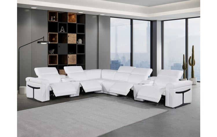 DivanItalia 1126 8-Piece  4-Power Reclining Italian Leather Sectional