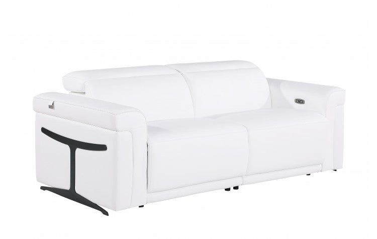 DivanItalia Top Grain Power Reclining Italian Leather Sofa + Love