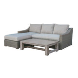 Contemporary 30" Aluminum Wood And Rattan Sectional Sofa Set
