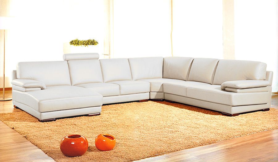 39" Orange Leather And Wood Sectional Sofa