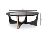 18" Black Crocodile Textures And Rosegold  And Glass Coffee Table