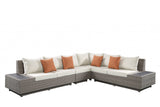 Beige Modular L-Shaped 3-Piece Corner Sectional Sofa with Console