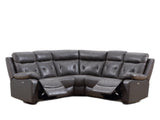 Dark Gray Polyester Blend Power Reclining U Shaped Three Piece Corner Sectional