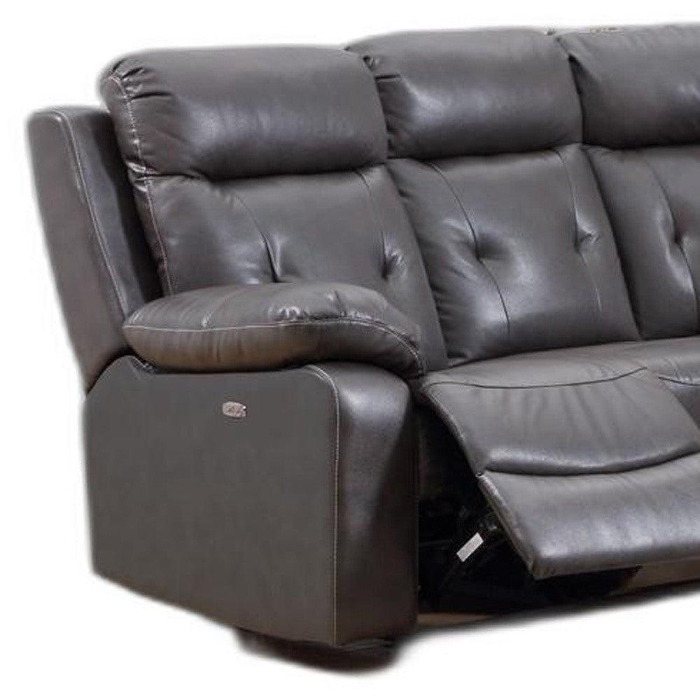 Dark Gray Polyester Blend Power Reclining U Shaped Three Piece Corner Sectional