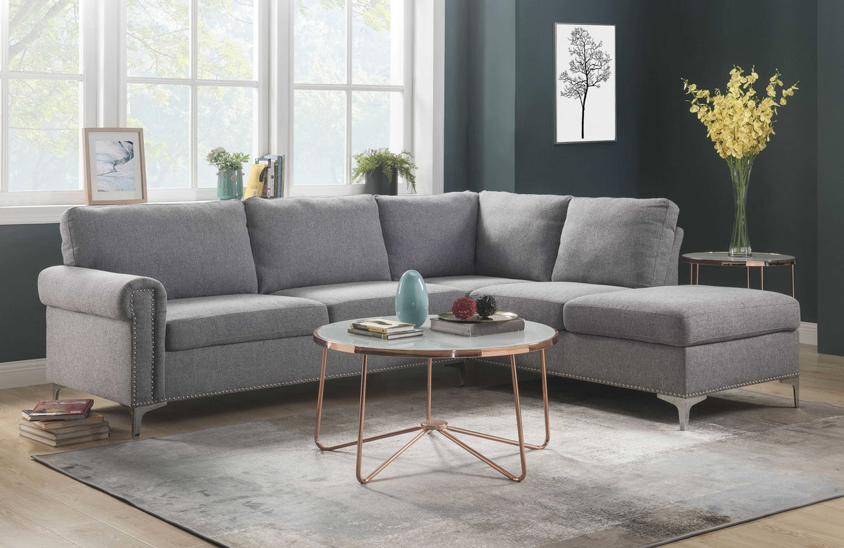 Polyester L Shaped Two Piece Sofa and Chaise Sectional in Gray